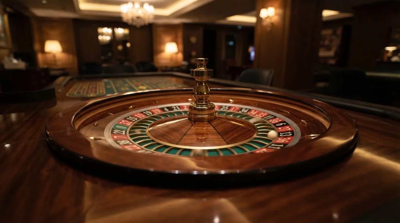 Ett roulettehjul snurrar på ett blankt träbord, den vita kulan glimmar i takljusets guld — live blackjack i sverige